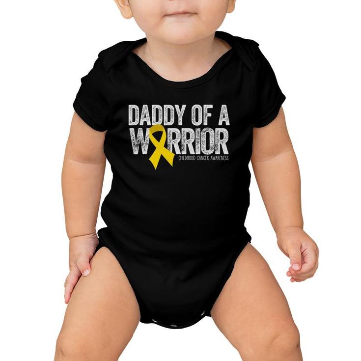 Mens Daddy Of A Warrior Childhood Cancer Dad Ribbon Baby Onesie