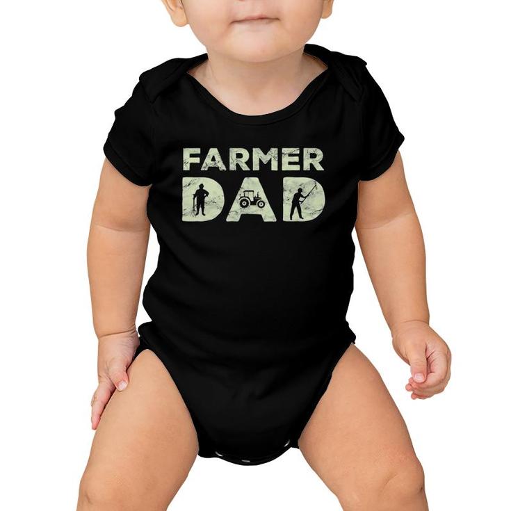Mens Farmer Dad Farming Enthusiast Father Cute Family Farm Baby Onesie