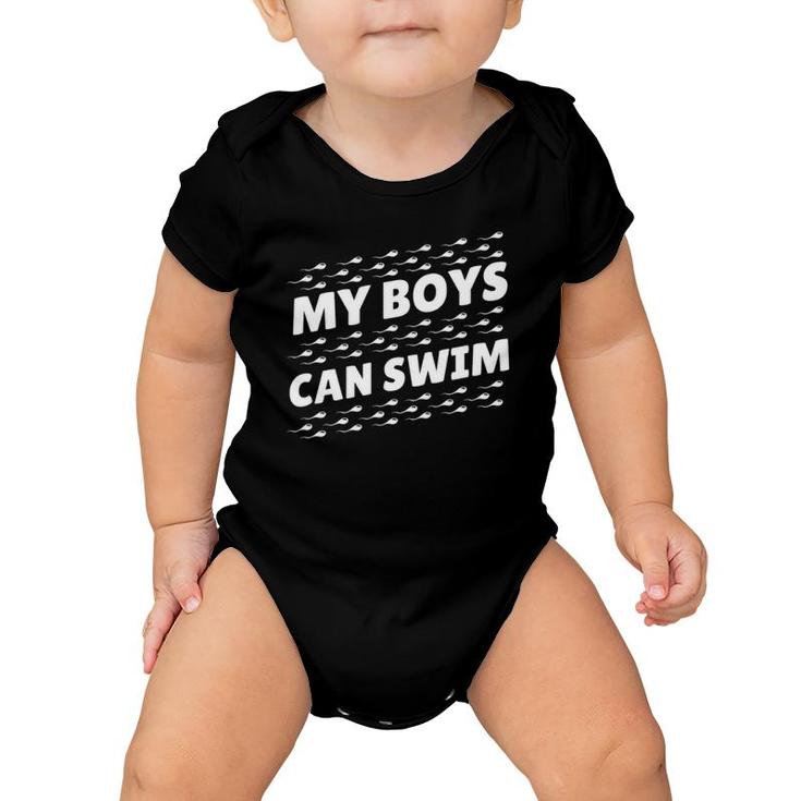 Mens Funny My Boys Can Swim - First Time Dad To Be Gift Baby Onesie