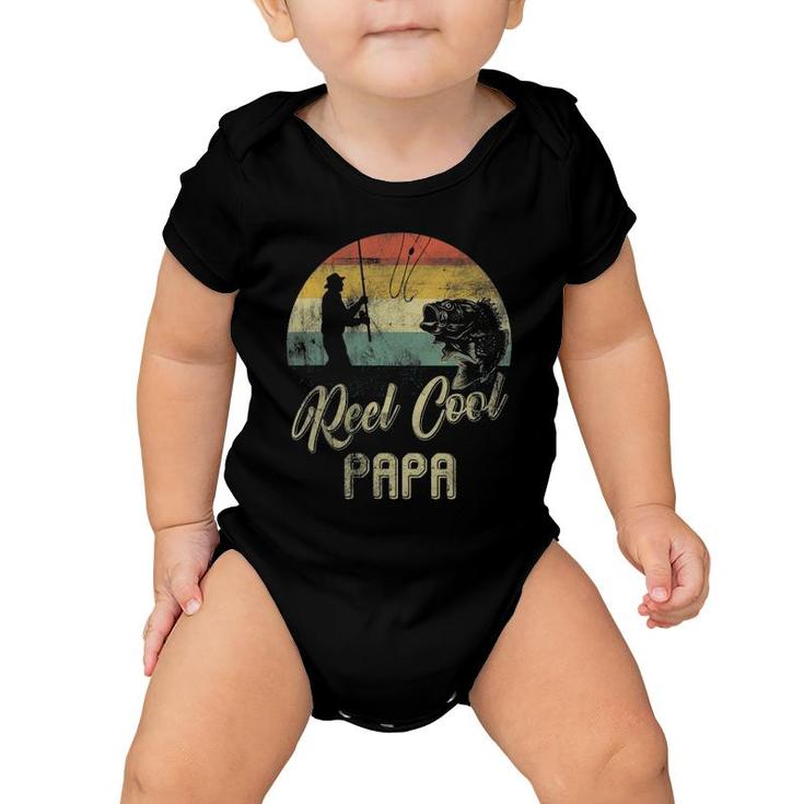 Mens Funny Vintage Reel Cool Papa Fish Fishing Father's Day Baby Onesie