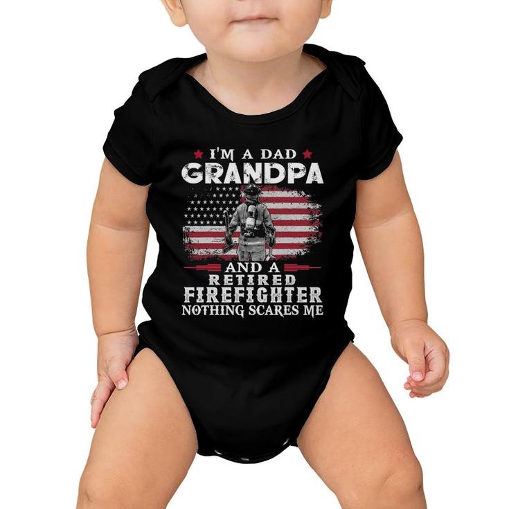 Mens Grandpa Retired Firefighter Nothing Scares Me Father's Day Baby Onesie
