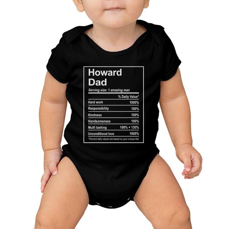 Mens Howard Dad Funny Men Nutrition Facts Father's Day Michigan Baby Onesie