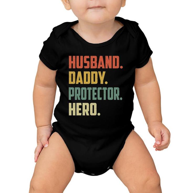 Mens Husband Daddy Protector Hero  Vintage Colors Baby Onesie