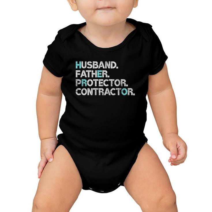 Mens Husband Father Protector Contractor Gift Dad Funny Baby Onesie