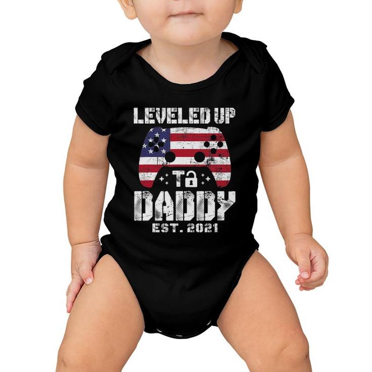 Mens Leveled Up To Daddy Est 2021 Dad Level Unlocked Baby Onesie