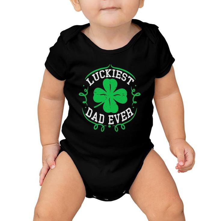 Mens Luckiest Dad Ever  Funny St Patrick's Day Daddy Gift Men Baby Onesie