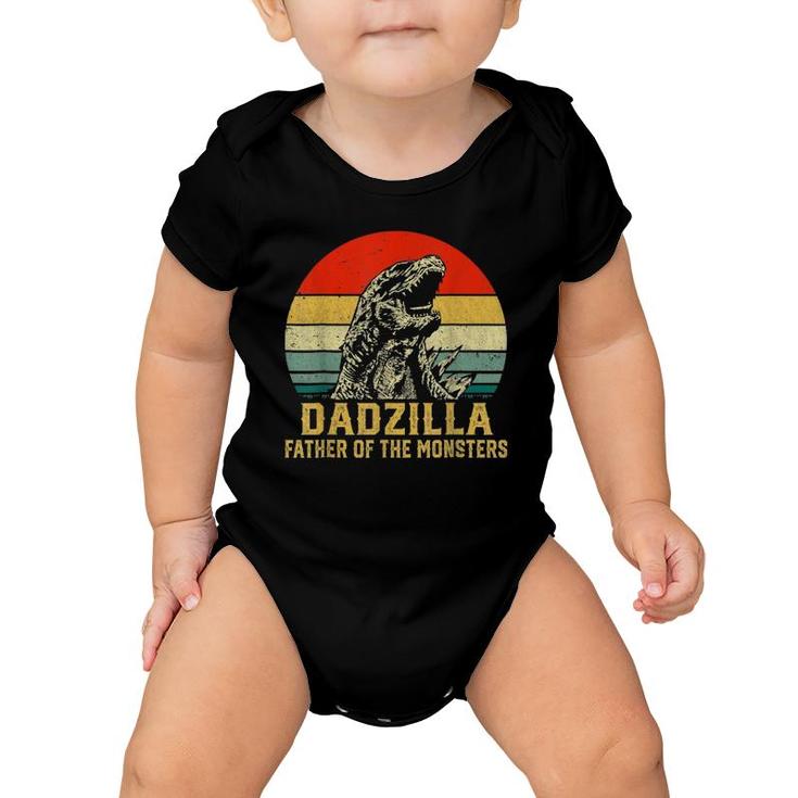 Mens Mens Vintage Dadzilla Father Of The Monsters  Funny Baby Onesie