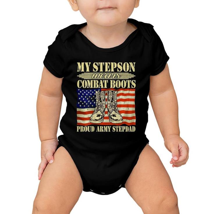 Mens My Stepson Wears Combat Boots Military Proud Army Stepdad Baby Onesie