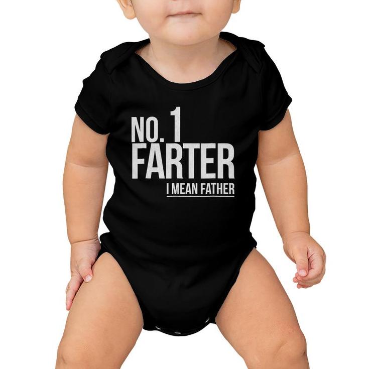Mens Number 1 Farter I Mean Father Gift Distressed Baby Onesie
