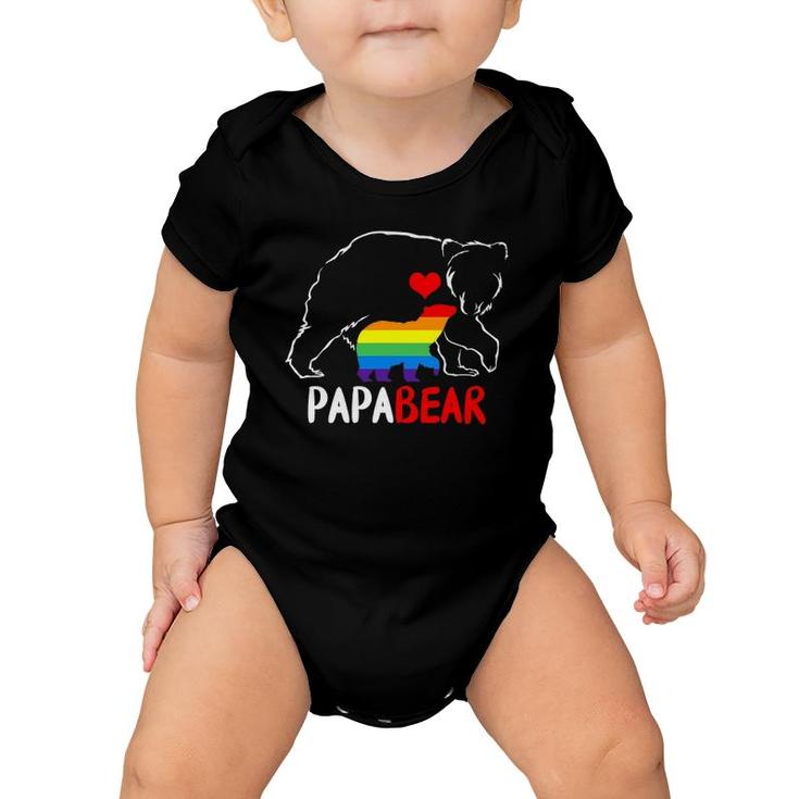 Mens Papa Bear Proud Dad Daddy Rainbow Flag Lgbt Pride Father Day Baby Onesie
