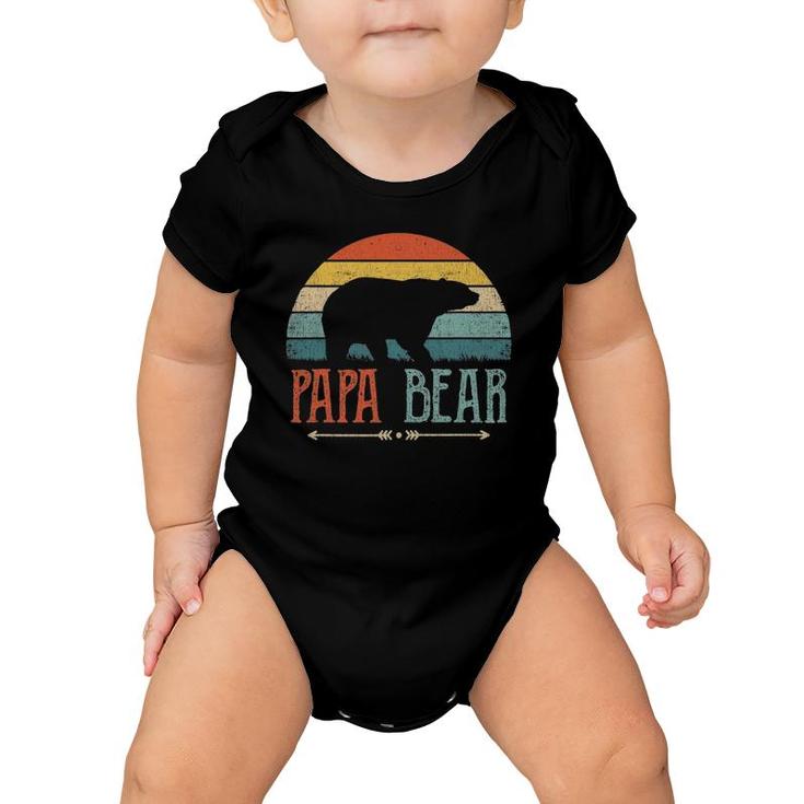 Mens Papa Bear Vintage Daddy Father's Day Retro Dad Baby Onesie