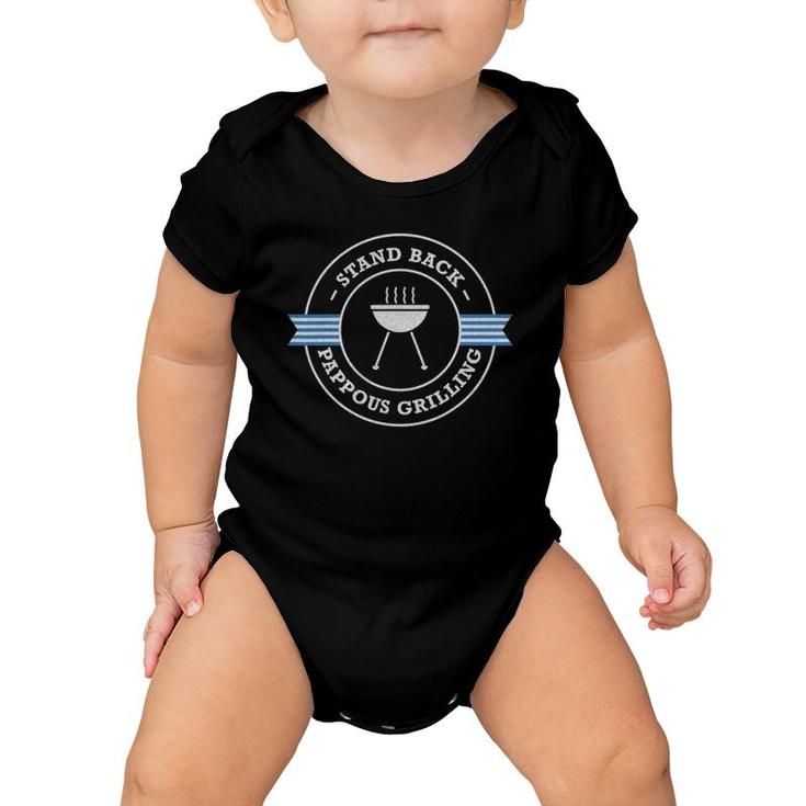 Mens Pappous Grilling Stand Back Greece Flag Funny Greek Dad Gift Baby Onesie