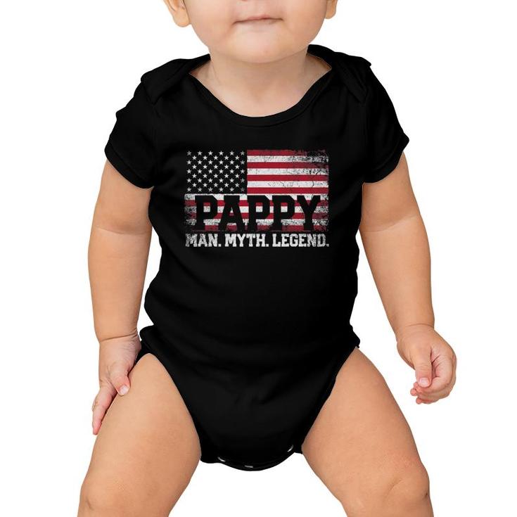 Mens Pappy The Man Myth Legend American Flag Father's Day Baby Onesie