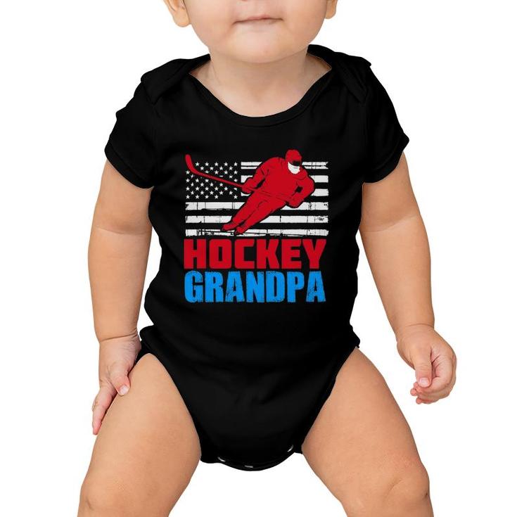 Mens Patriotic American Flag Usa Ice Hockey Grandpa Gift Baby Onesie