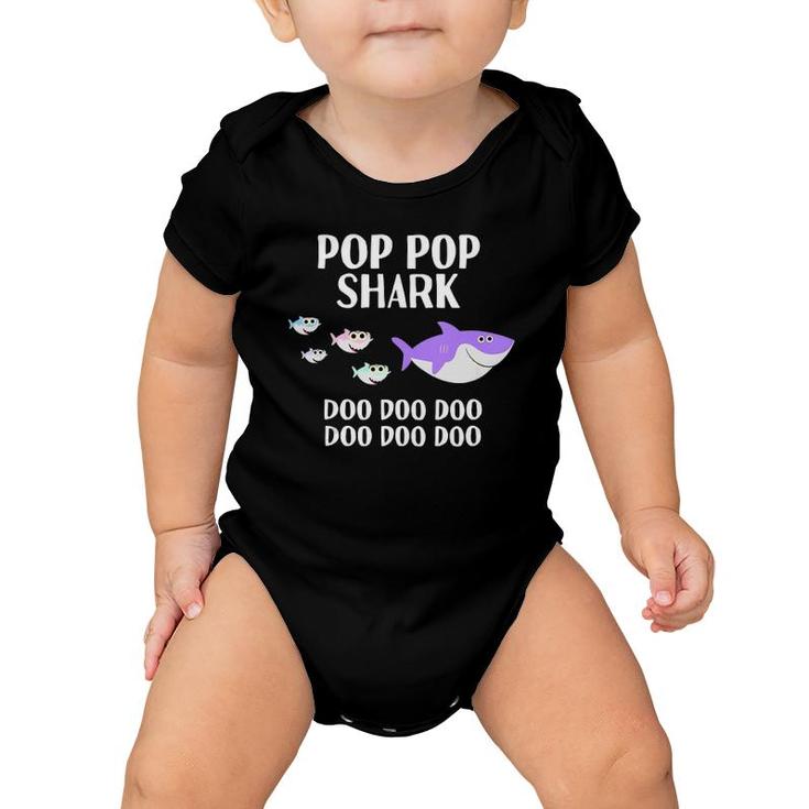 Mens Pop Pop Shark Doo Doo Funny Father's Day Gift For Grandpa  Baby Onesie