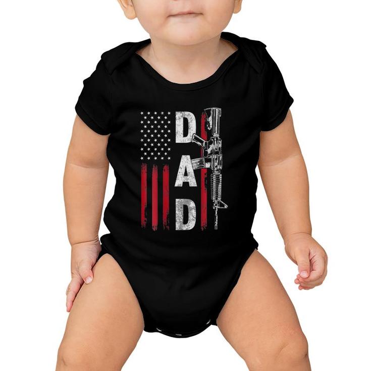 Mens Proud Dad Daddy Gun Rights Ar-15 American Flag Father's Day Baby Onesie