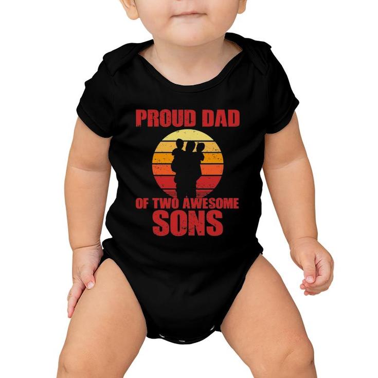 Mens Proud Dad Of Two Awesome Sons Cool Father Baby Onesie
