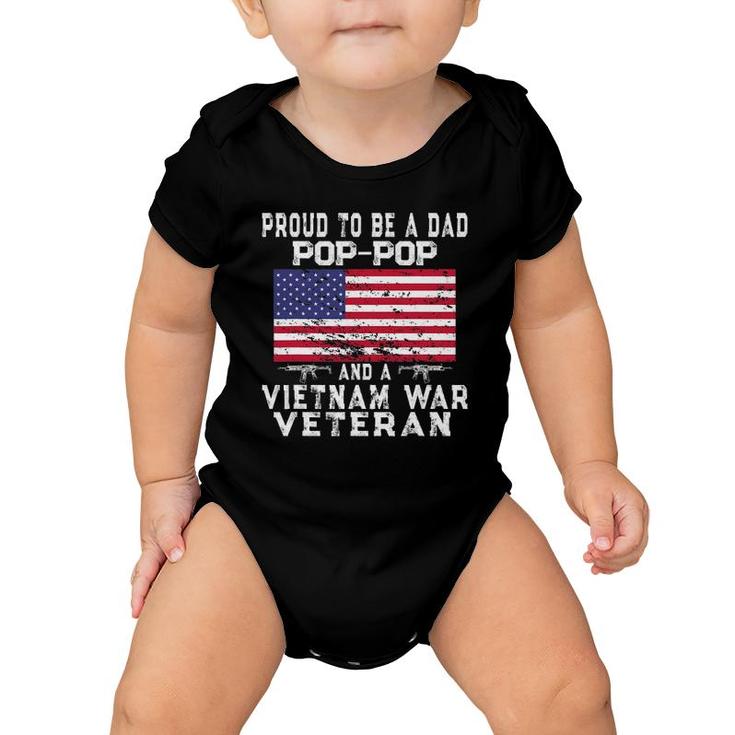 Mens Proud Dad Pop-Pop Vietnam War Veteran - Retro Us Flag Grandpa Baby Onesie