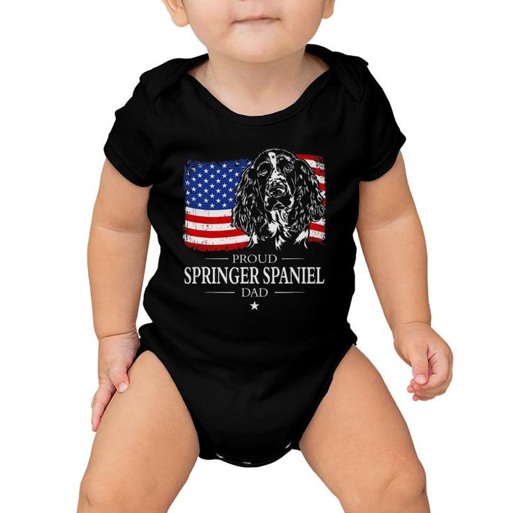 Mens Proud Springer Spaniel Dad American Flag Patriotic Dog Gift Baby Onesie