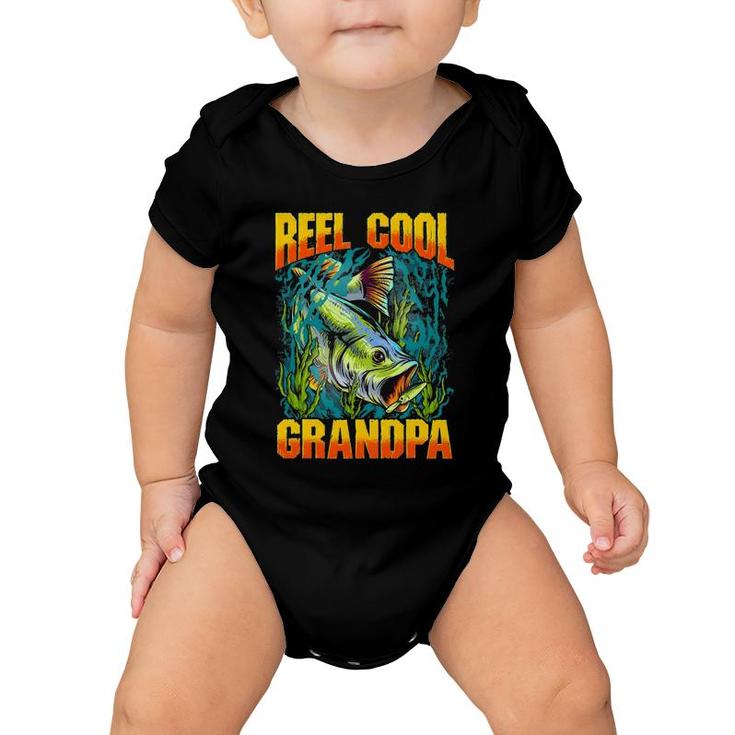 Mens Reel Cool Grandpa  Fishing Lover Gift Fathers Day Baby Onesie