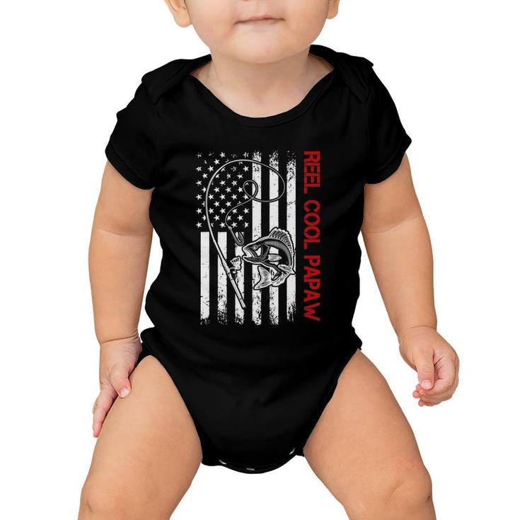 Mens Reel Cool Papaw  Vintage Flag Fishing Father's Day Baby Onesie