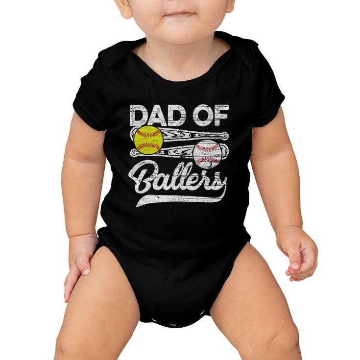 Mens Retro Vintage Father's Day Dad Softball Baseball Lover Baby Onesie