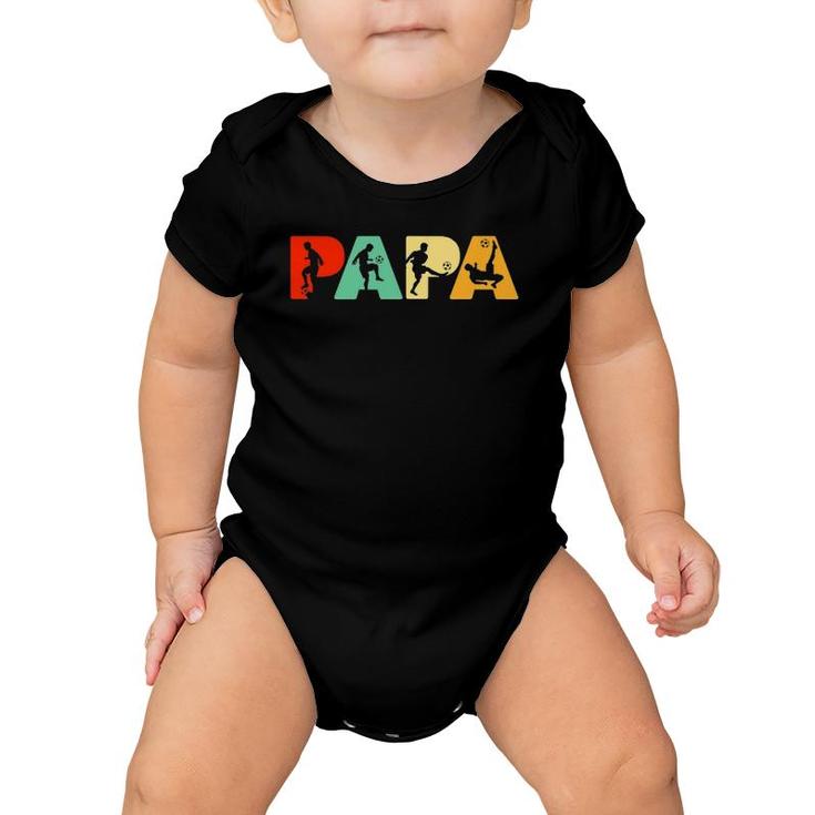 Mens Soccer Dad Retro Papa Soccer Father's Gift Baby Onesie