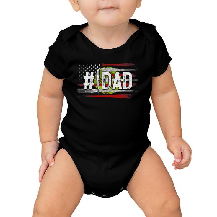 Mens Softball 1 Dad Number One Best Dad Coach Ever Fathers Day Baby Onesie