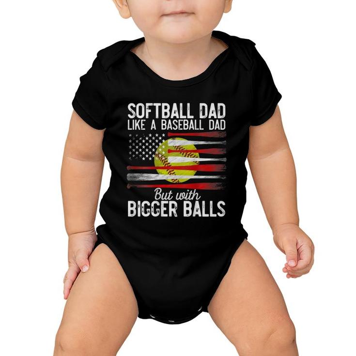 Mens Softball Dad Like A Baseball Dad Definition On Back Baby Onesie