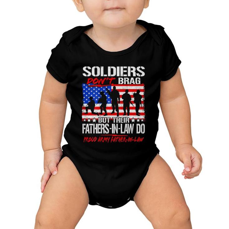 Mens Soldiers Don't Brag Proud Army Father-In-Law Funny Dad Gifts Baby Onesie