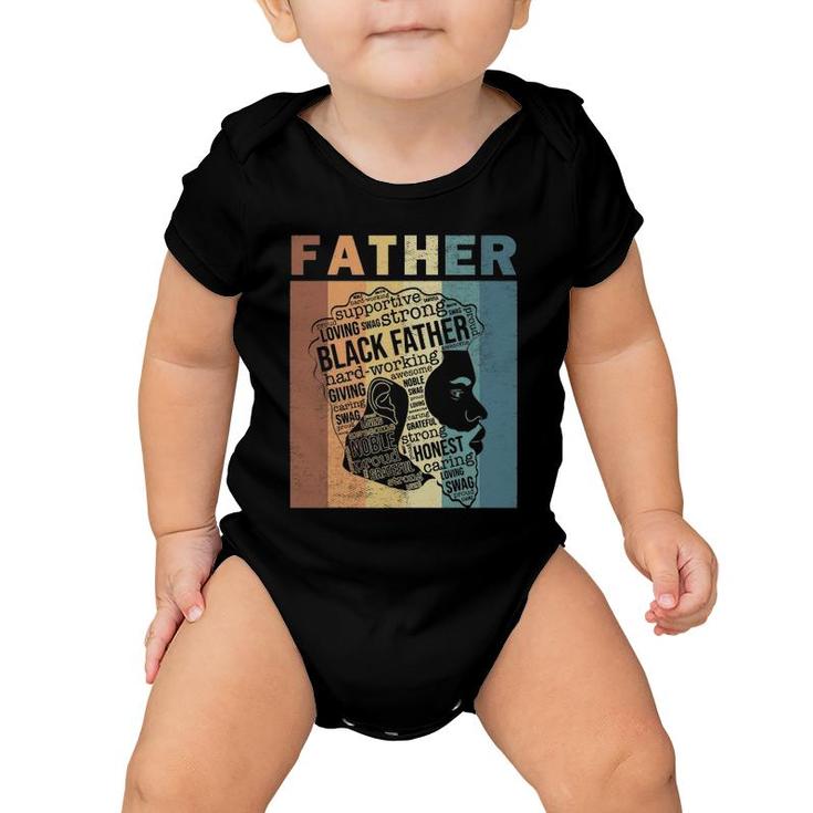 Mens Supportive Loving Swag Strong Black Father Vintage Dope Dad Baby Onesie