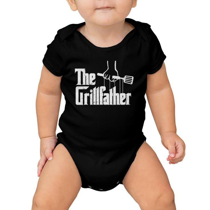Mens The Grillfather Dad Chef Grilling Grill Master Bbq Baby Onesie