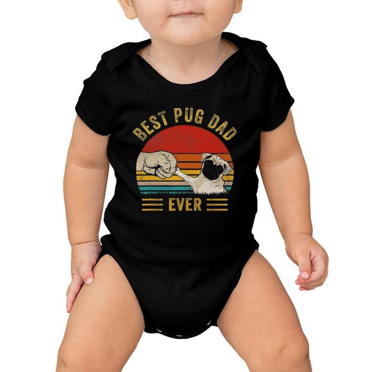 Mens Vintage Best Pug Dad Ever , Pug Lover Father's Day Baby Onesie
