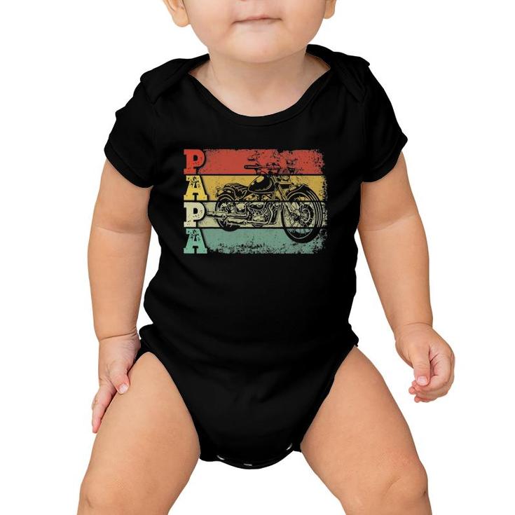 Mens Vintage Motorcycle Papa Biker Motorcycle Rider Father's Day Baby Onesie