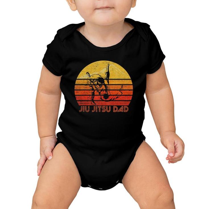 Mens Vintage Retro Proud Brazilian Jiu Jitsu Dad Silhouette Funny Baby Onesie