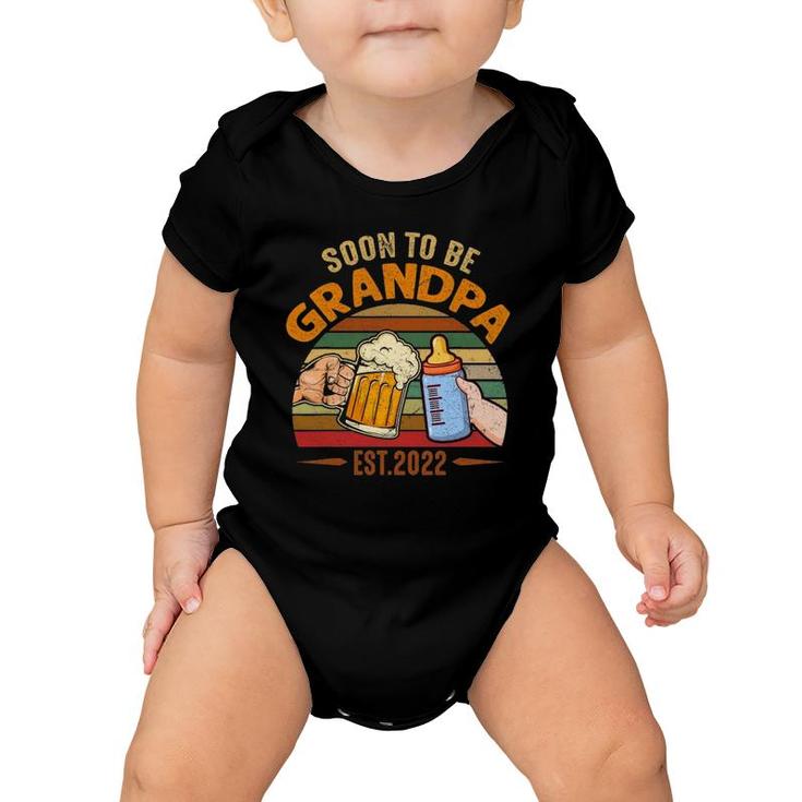 Mens Vintage Soon To Be Grandpa 2022 Fathers Day Baby Onesie