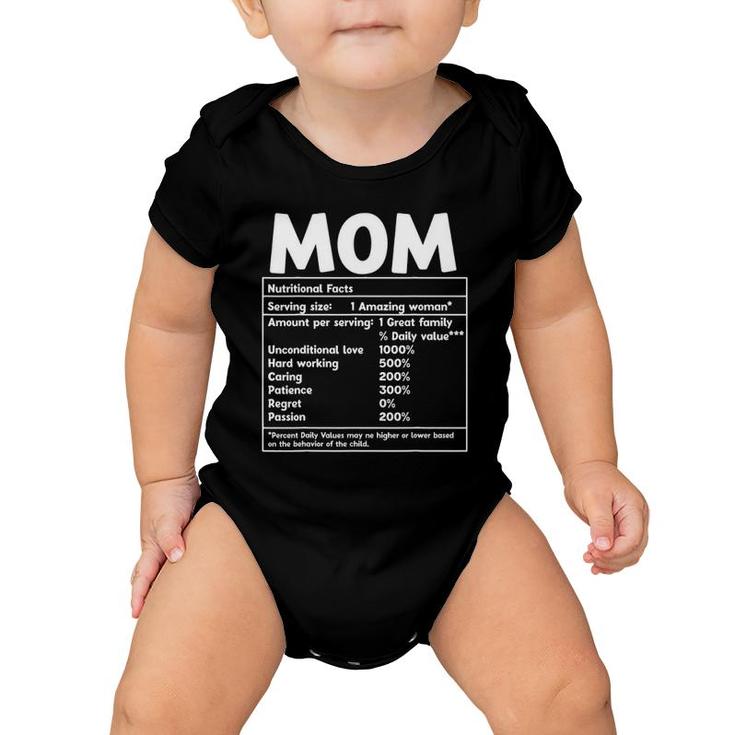 Mom Nutritional Facts Funny Mother Day Baby Onesie