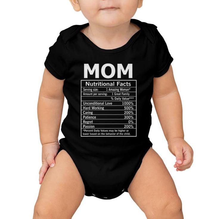Mom Nutritional Facts Funny Mother Day Baby Onesie