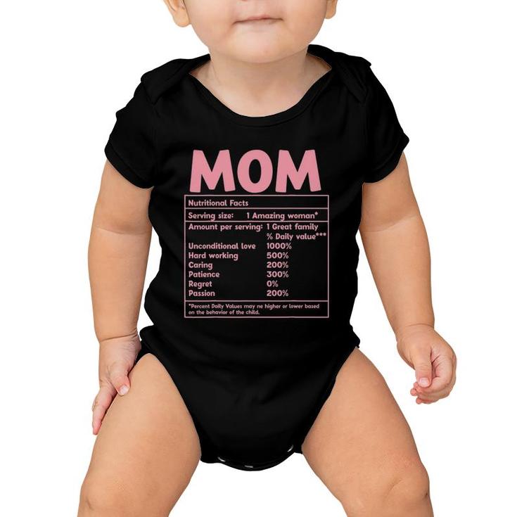 Mom Nutritional Facts Funny Mother's Day Baby Onesie