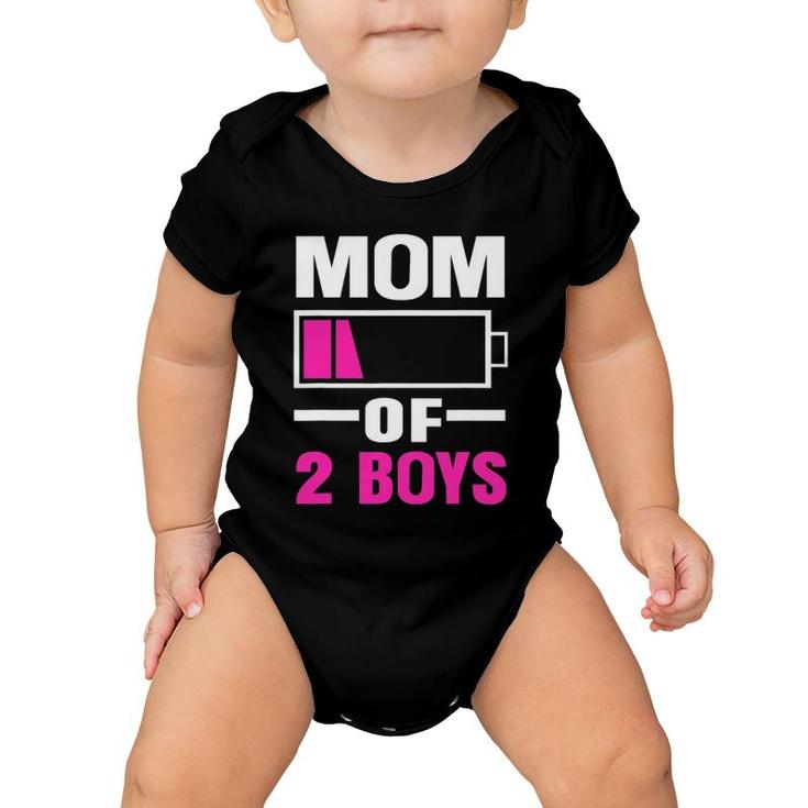 Mom Of 2 Boys Low Battery Funny Mother's Day Baby Onesie