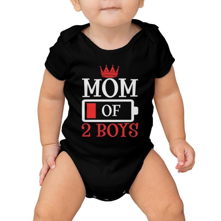 Mom Of 2 Boys Queen Battery Loading Mother's Day Baby Onesie