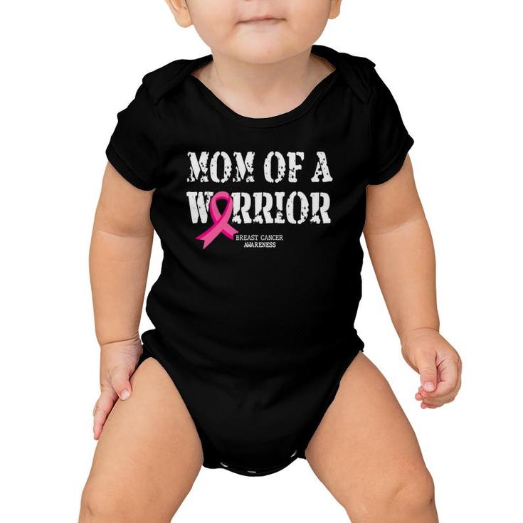 Mom Of A Warrior Breast Cancer Awareness Gift Pink Ribbon Baby Onesie