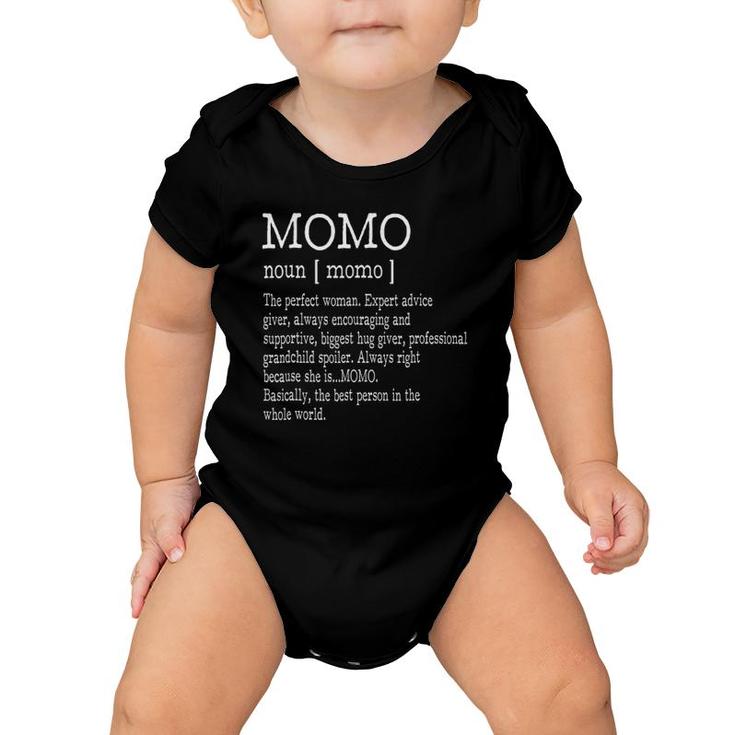Momo Definition Grandma Mother Day Gifts Women Baby Onesie