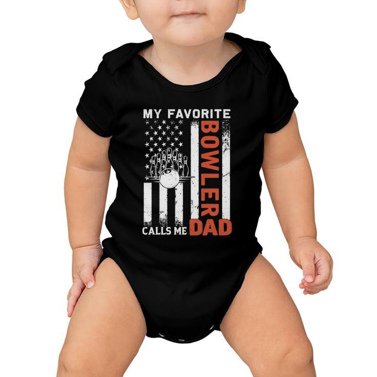 My Favorite Bowler Calls Me Dad Usa Flag Father's Day  Baby Onesie