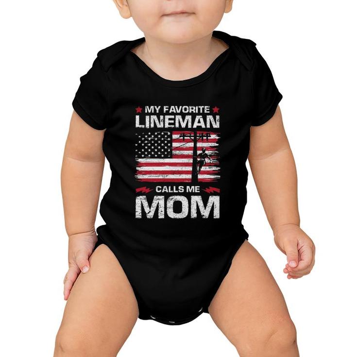 My Favorite Lineman Calls Me Mom Usa Flag Mother's Day Baby Onesie