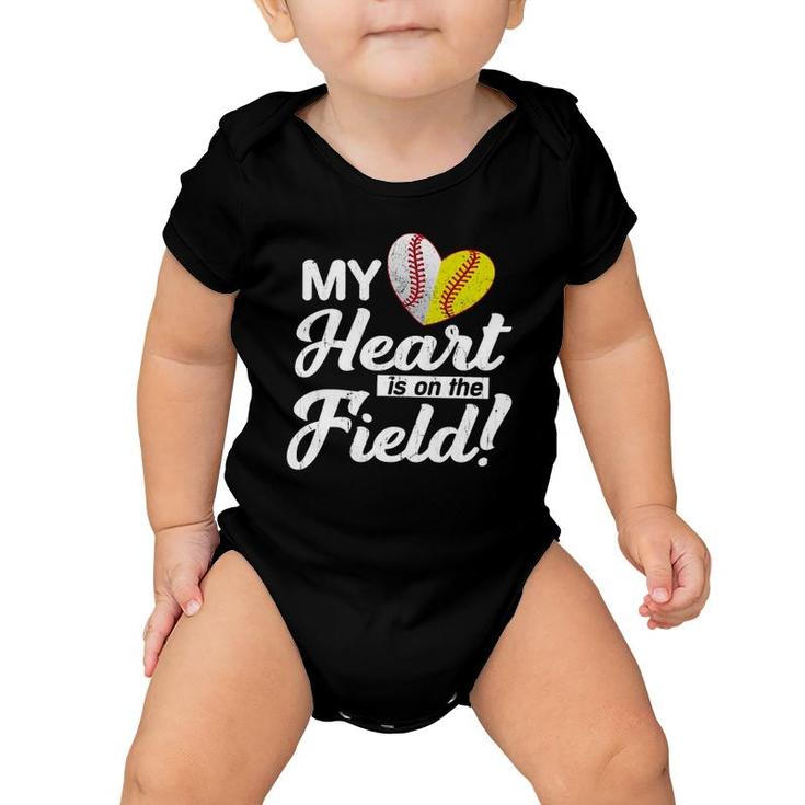 My Heart Is On That Field Baseball Softball Mom Mothers Day Baby Onesie
