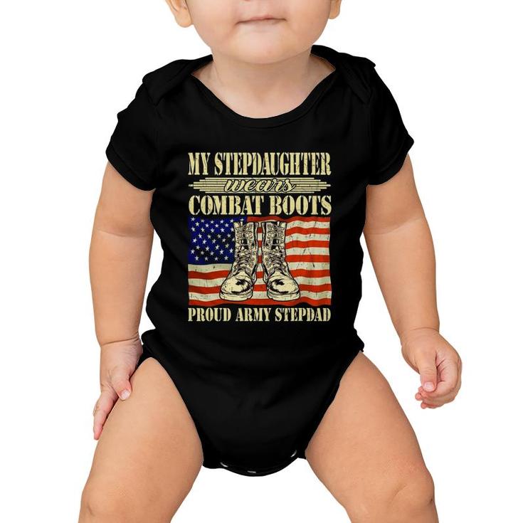My Stepdaughter Wears Combat Boots Proud Army Stepdad Gift Baby Onesie