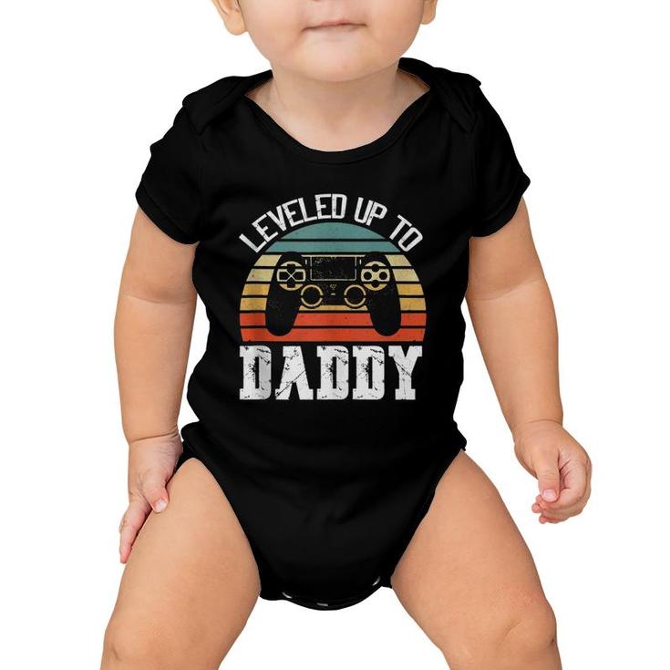 New Dad Father's Day Leveled Up To Daddy  Baby Onesie