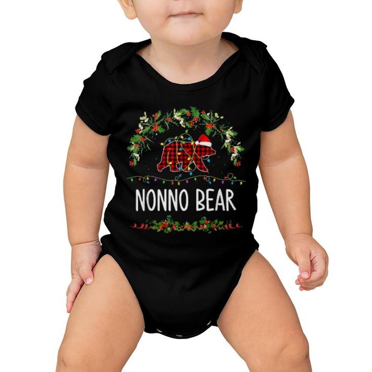 Nonno Bear Xmas Family Christmas Pajama Red Plaid Grandpa  Baby Onesie