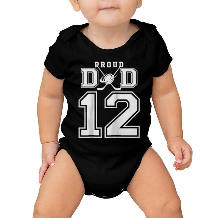 Number 12 Custom Proud Hockey Dad Personalized  Baby Onesie